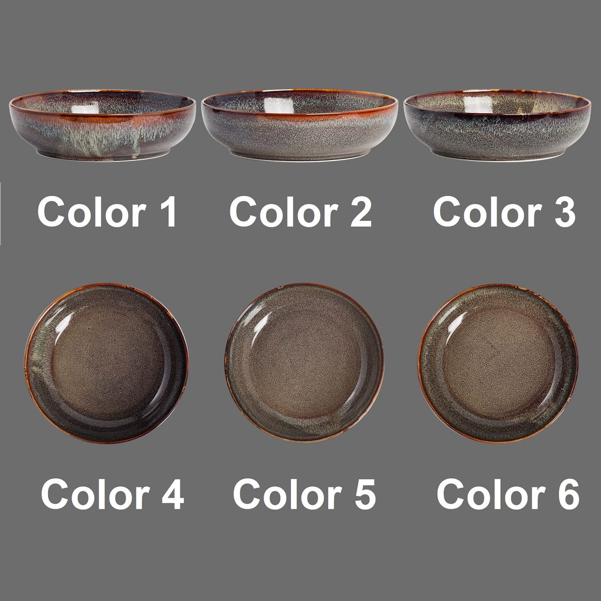 Ceramic bowls set of 4 8" Caramel Brown K2263