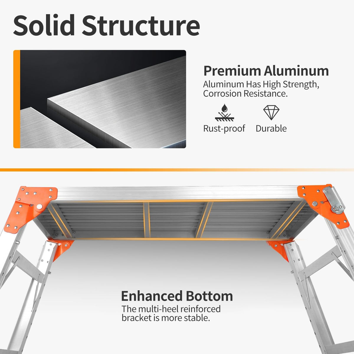 Adjustable Aluminum Folding Work Platform 330 lbs Capacity C477