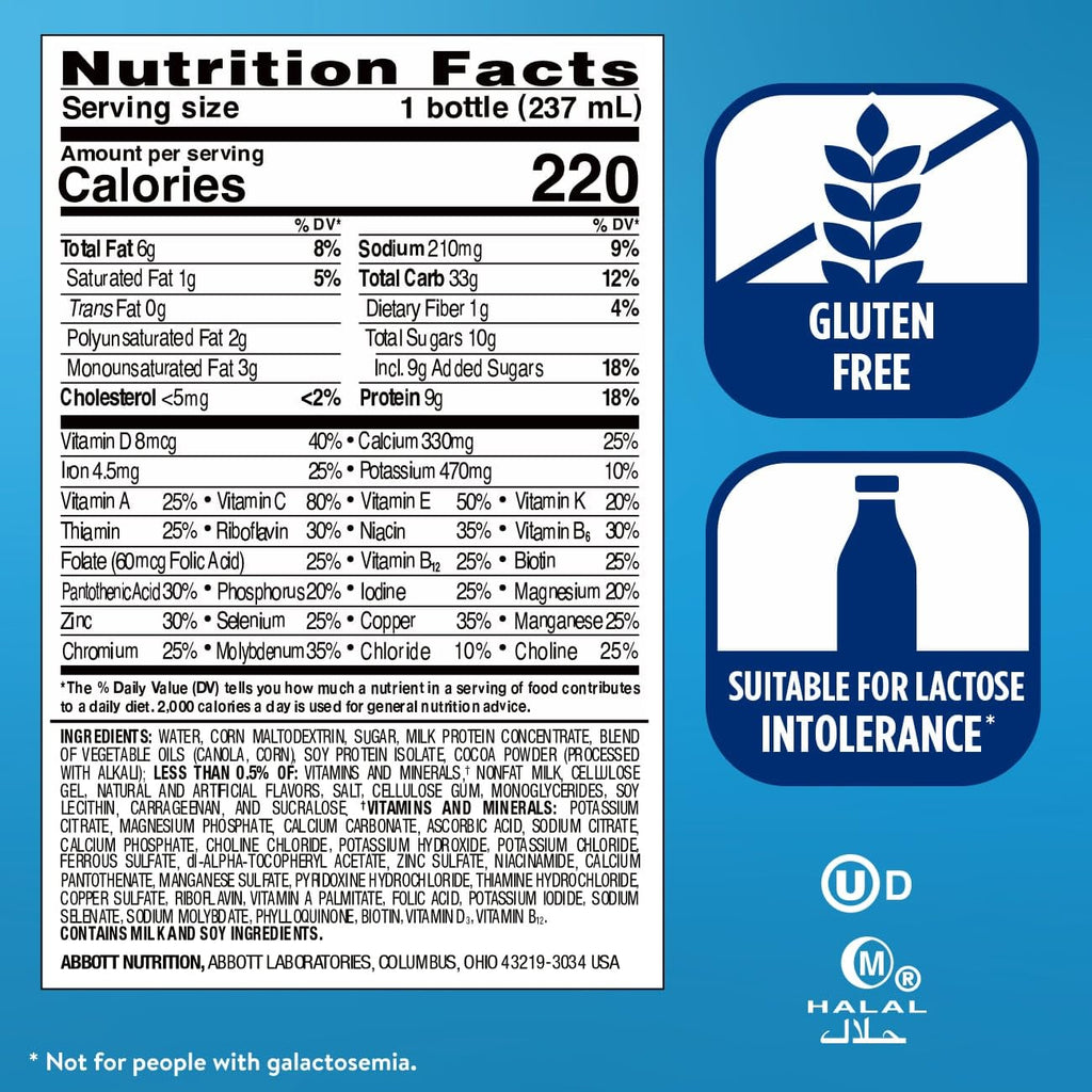 Original Nutrition Shake 9 grams Protein Milk Chocolate 8 fl oz 24 Count P271