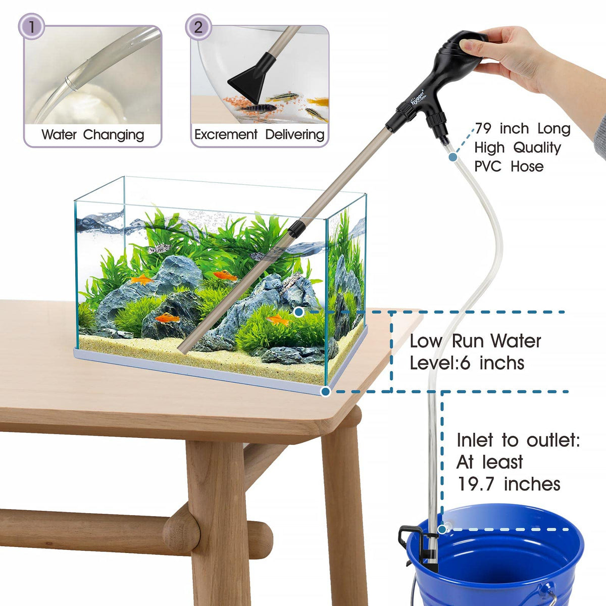 Small Manual Aquarium Gravel Cleaner with Suction Ball Z8349
