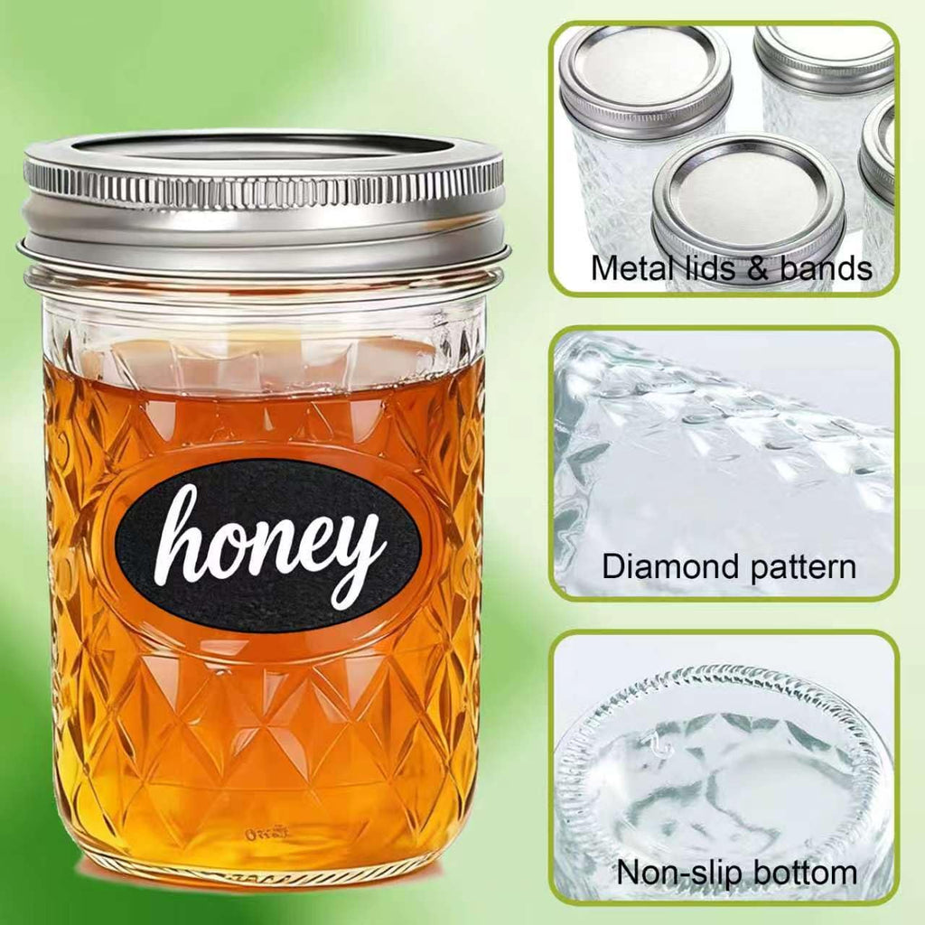 12 Pack Glass Mason Jars with Lids 16 oz & 8 oz Q850