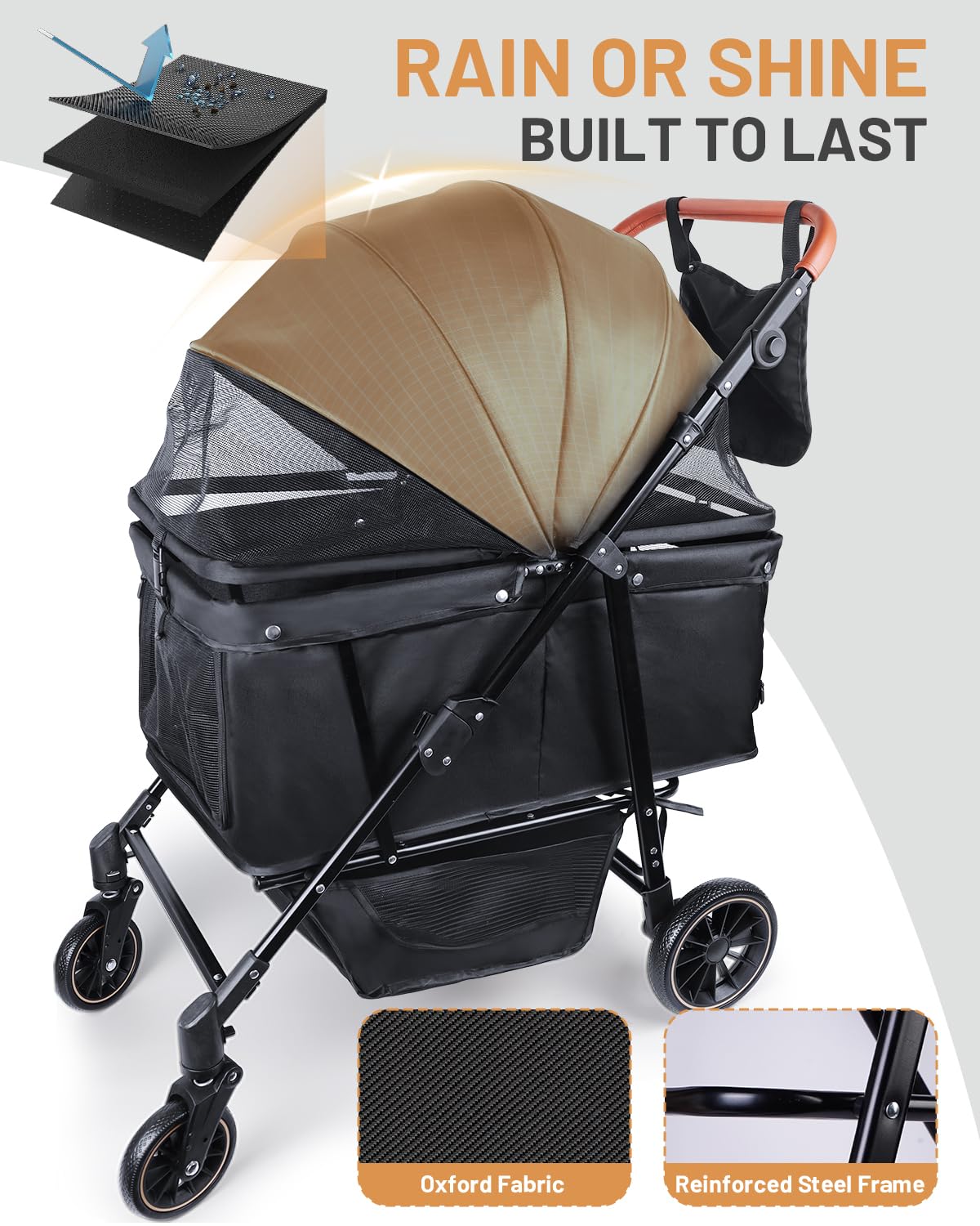 Foldable Ventilated Dog Stroller with Canopy Z70507