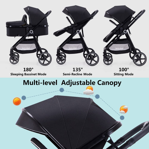 2-in-1 Folding Baby Stroller with Reversible Seat R266