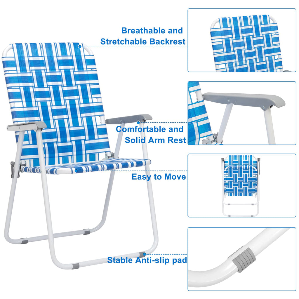 2 Pcs Webbed Folding Beach Chair G970429