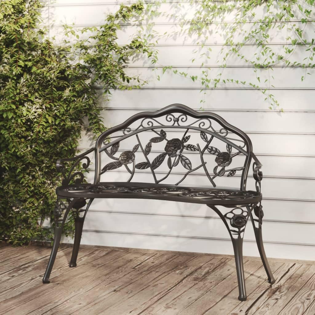 Cast Aluminum Black Patio Bench X37251