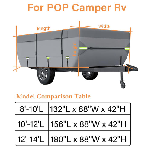 12'-14' 7 Layers Waterproof Breathable Pop Up Folding Camper Cover G4558