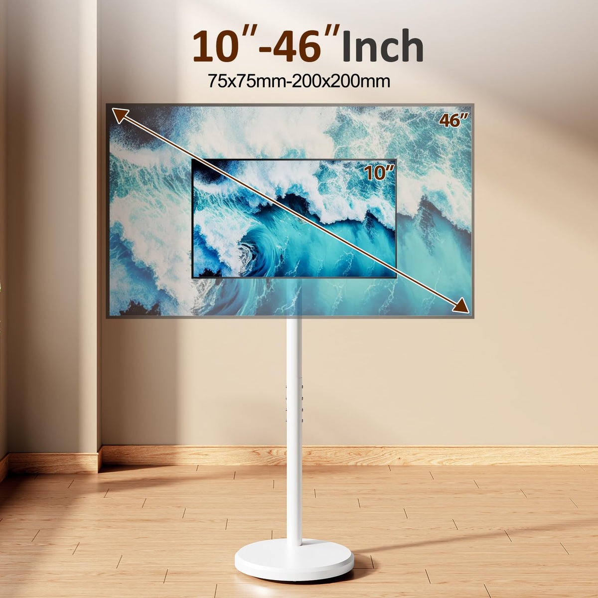 White Rolling TV Stand with Wheels T243082
