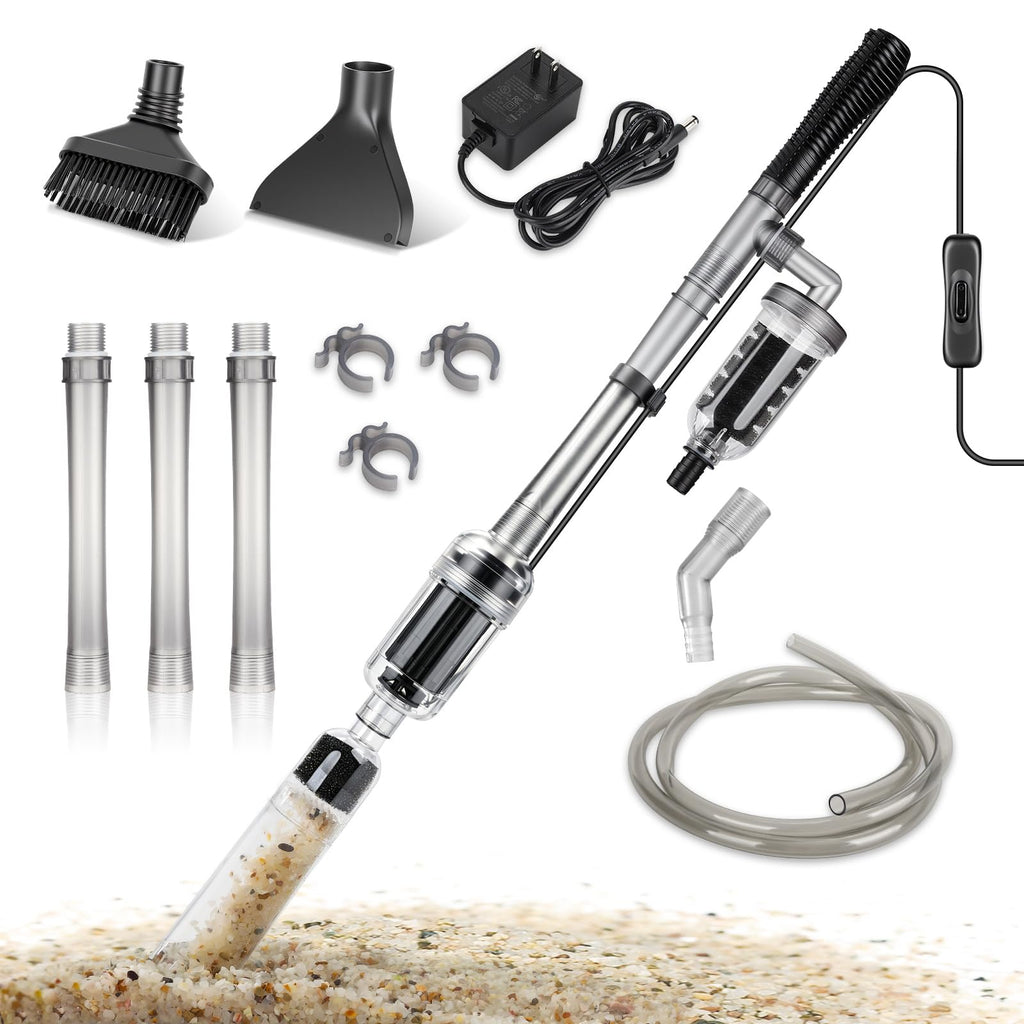 Electric Aquarium Gravel Cleaner, 528GPH Fish Tank Vacuum, 5-in-1 Sand Washer Water Changer Kit C452