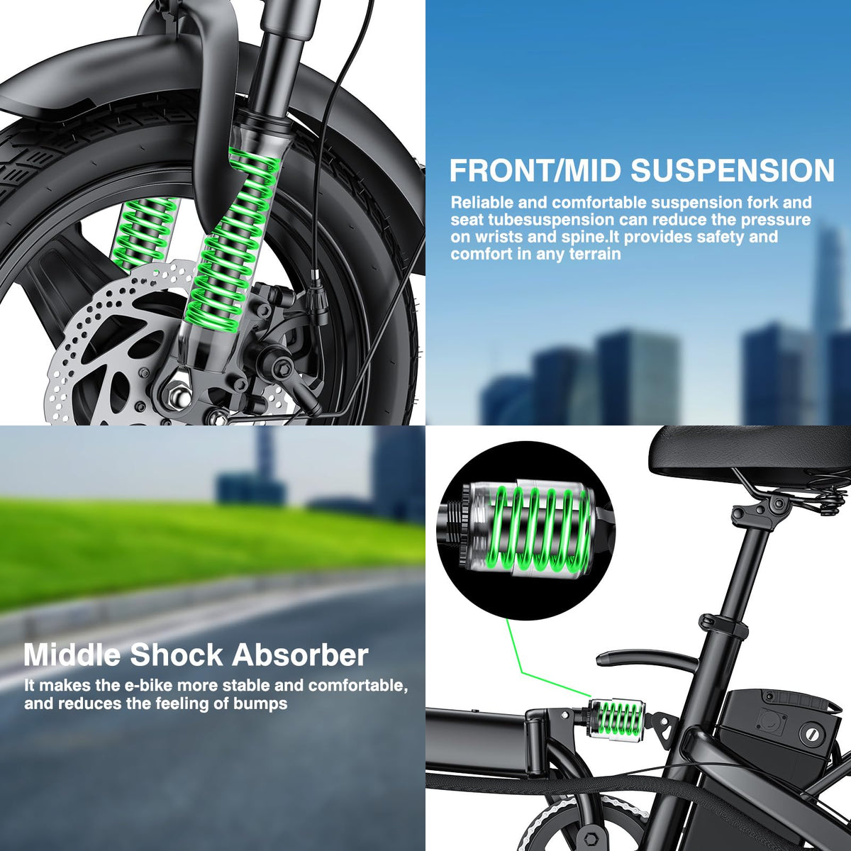 560W Motor 24MPH 32 Miles Range 48V 10Ah Battery 14" Foldable Electric Bike with Basket G122593