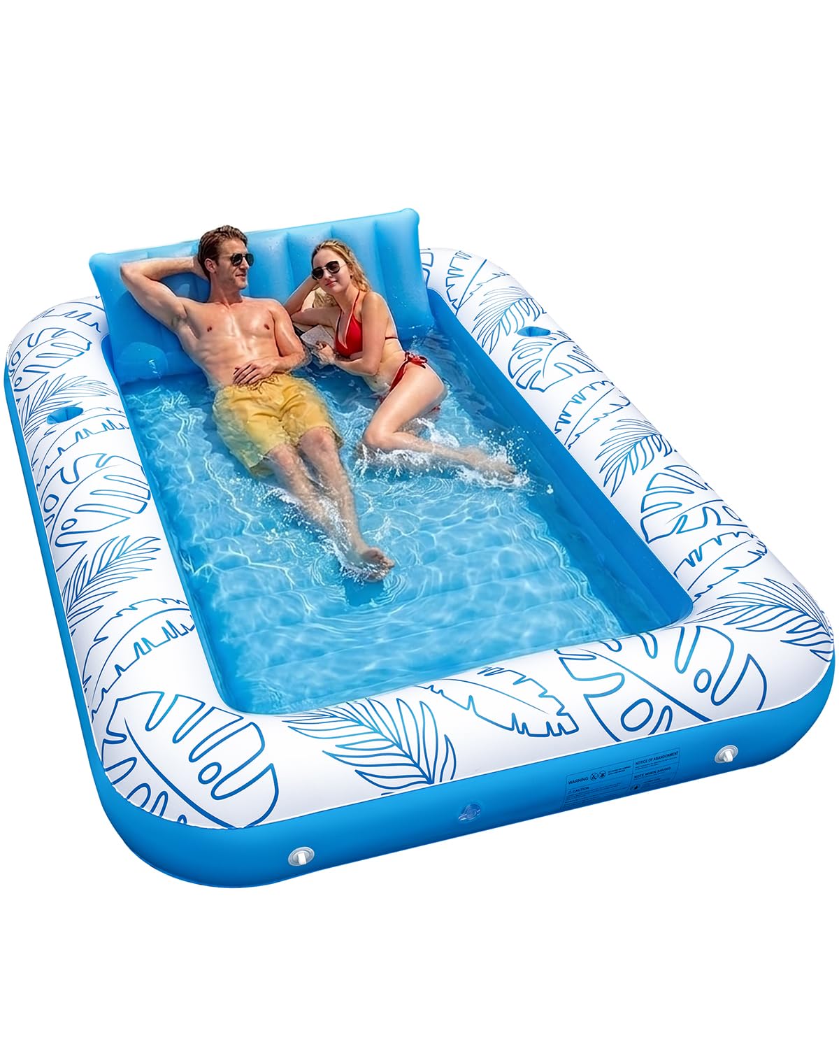 Inflatable Tanning Pool Float with Lights and Pillow J243689