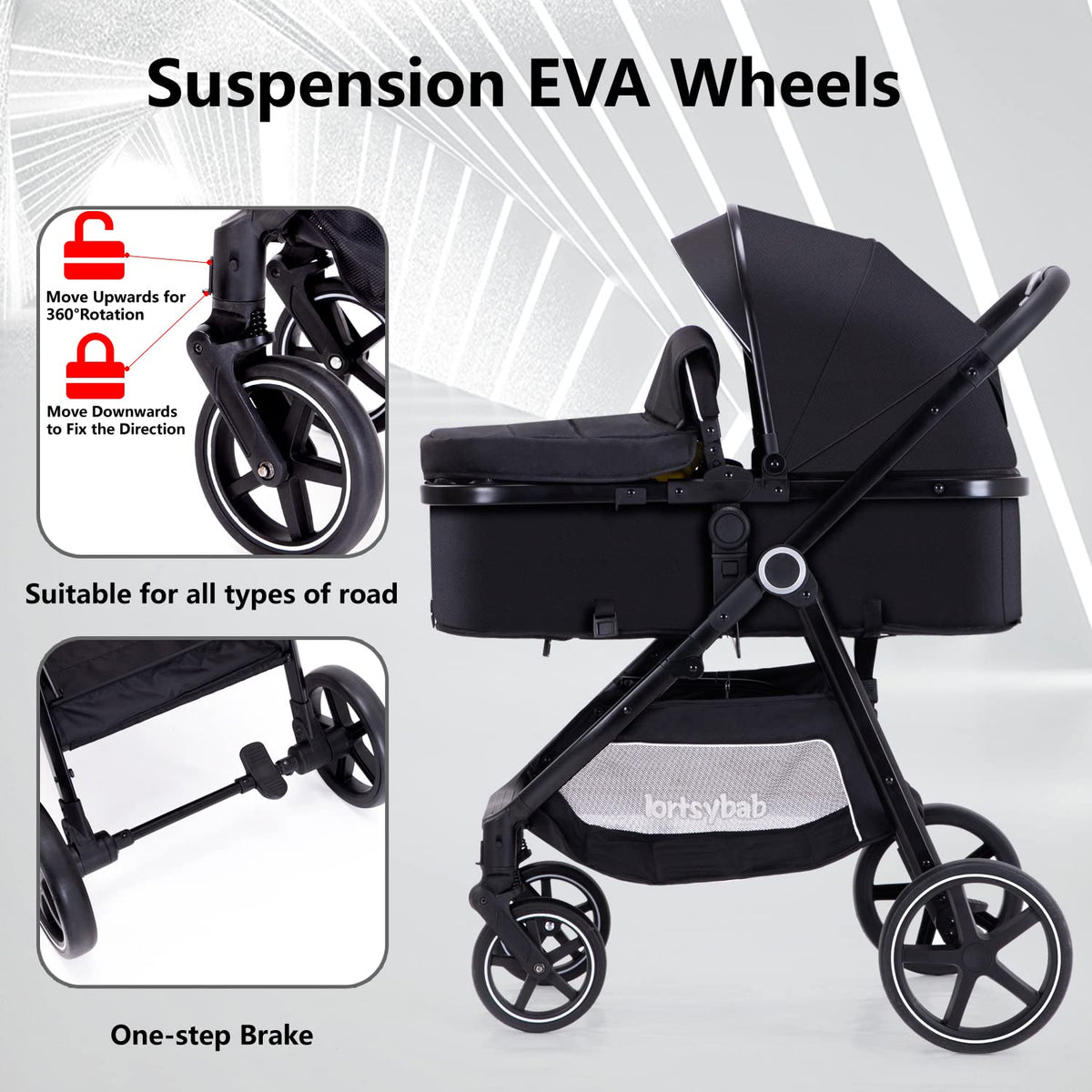 2-in-1 Folding Baby Stroller with Reversible Seat R266