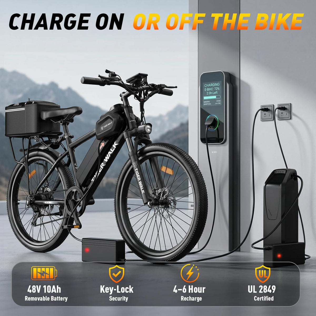 26" All-Terrain Electric Bike, 48V 10Ah Removable Battery, 7-Speed G645675