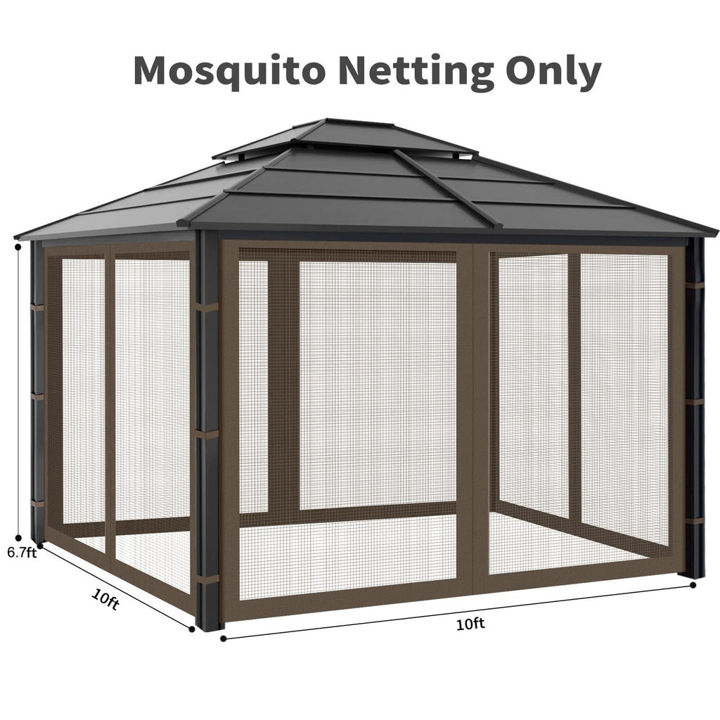 10x10 ft Coffee Gazebo Replacement Mosquito Netting U868