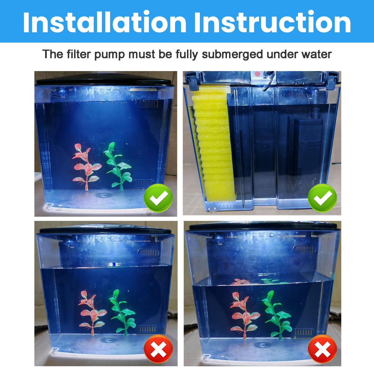 1.2 Gallon Aquarium Starter Kit with LED Light and Water Filter Pump R78333