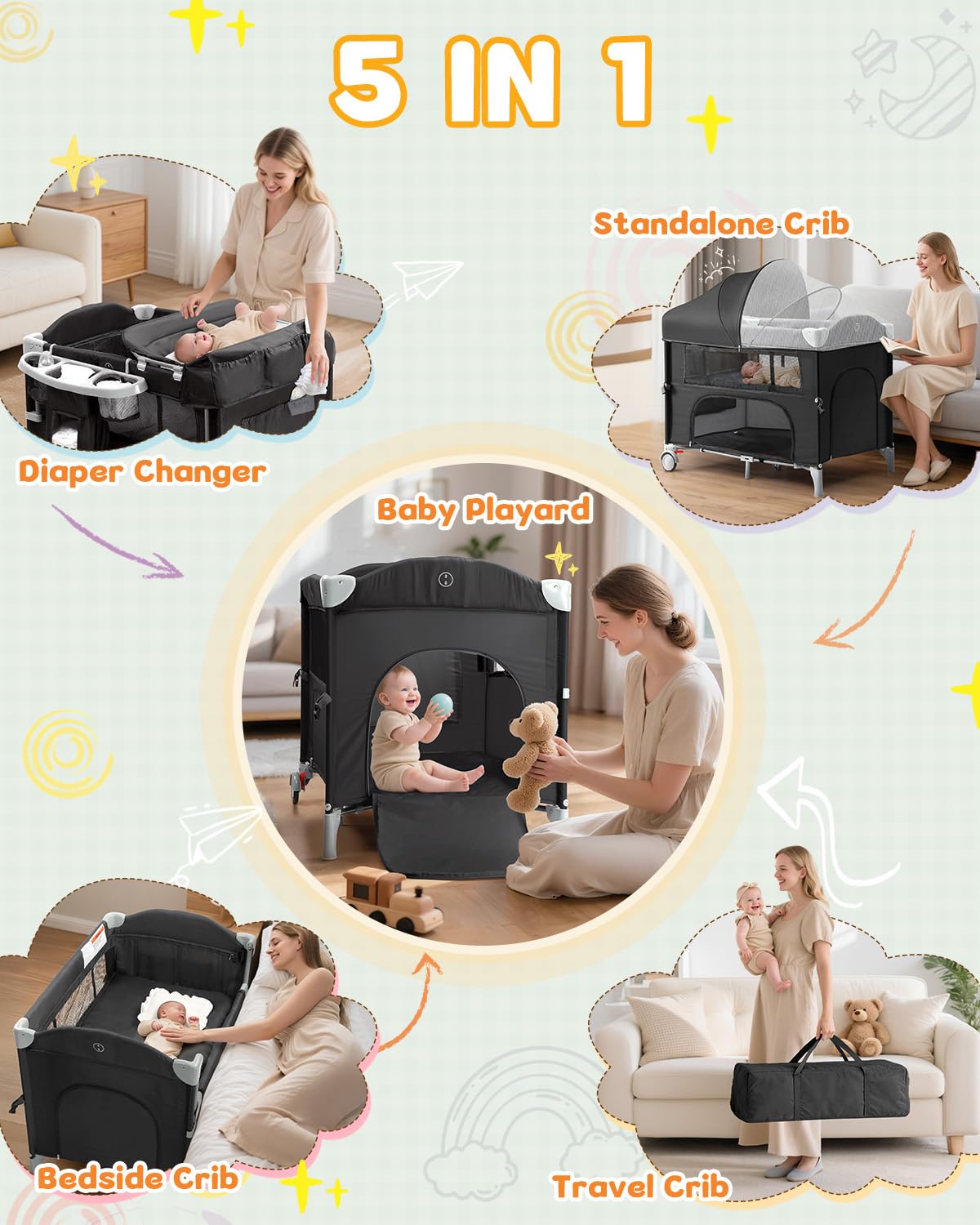 5 in 1 Bedside Bassinet G4449