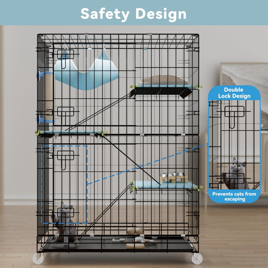 4-Tier Cat Cage with Cushions Hammock Scratching Post C68916