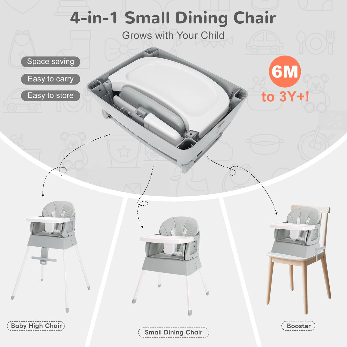 4 in 1 Portable Convertible High Chair I28889