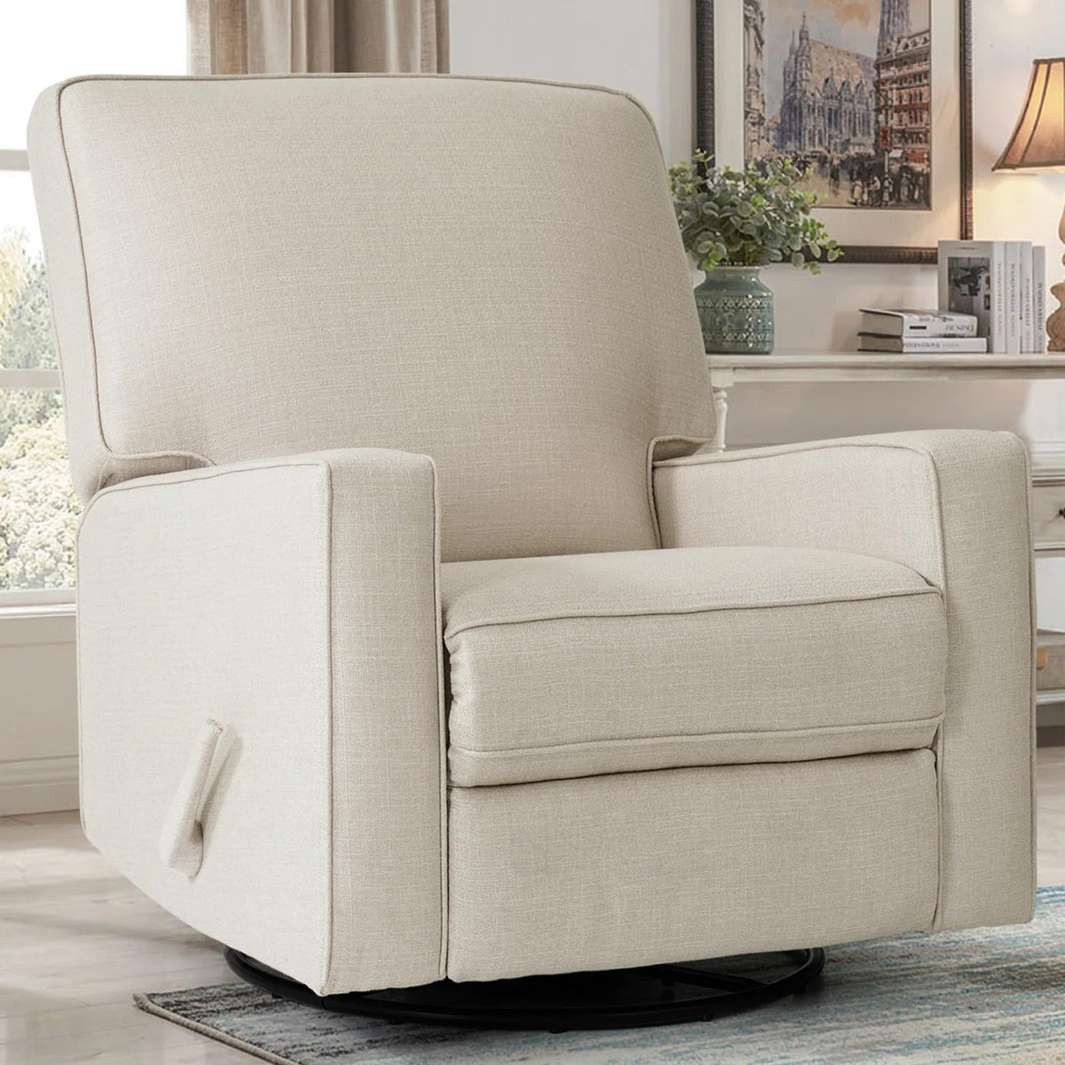 Beige Swivel Rocker Recliner Chair S7783