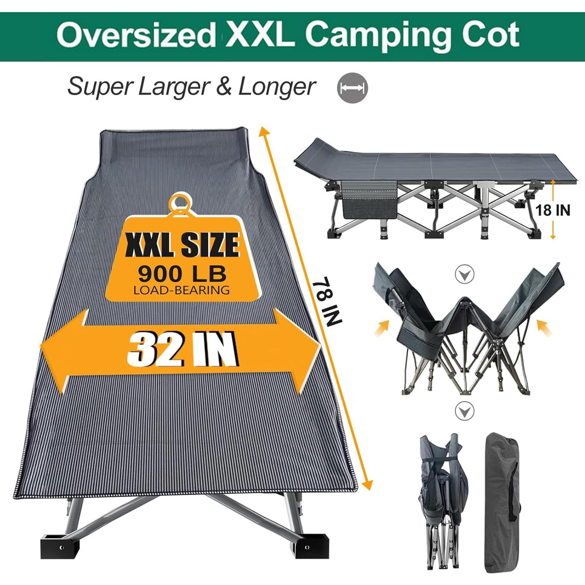 Folding Double Layer Oxford Camping Cot P88942