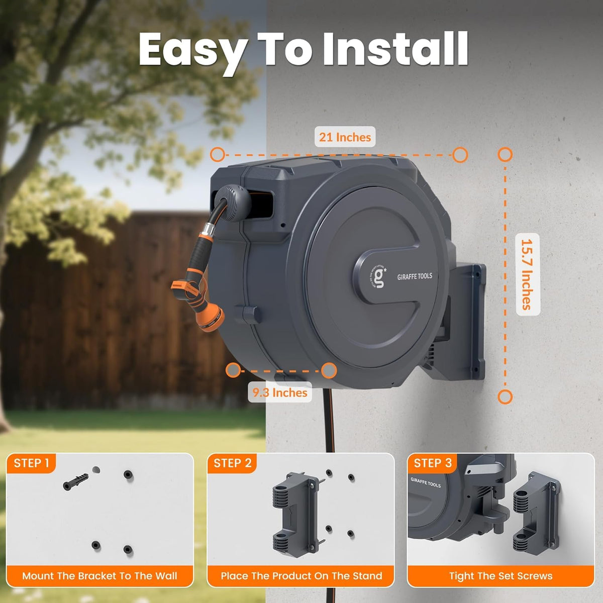 Retractable Garden Hose Reel 1/2" 100FT V7421
