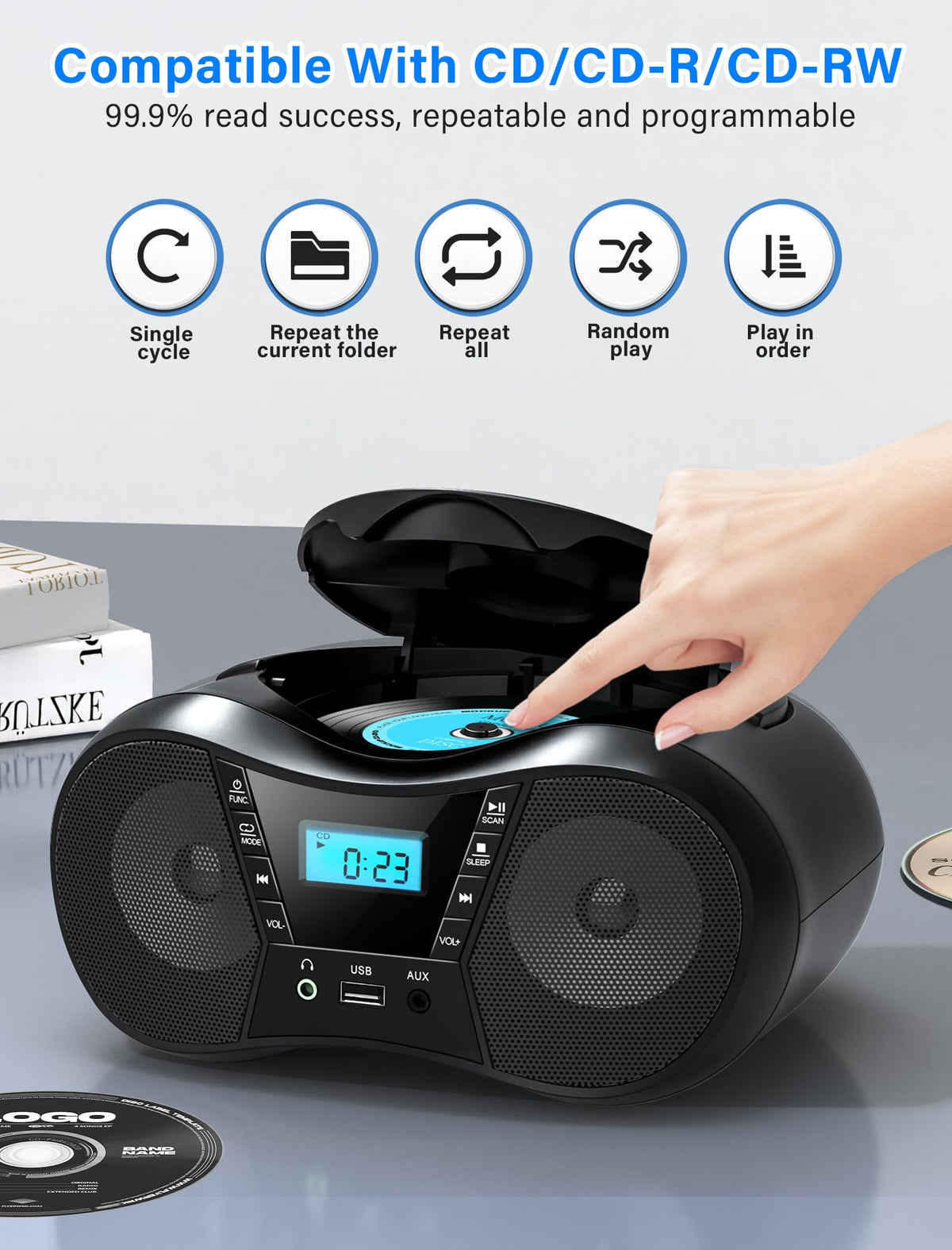 Portable Boombox CD Player with Bluetooth D860