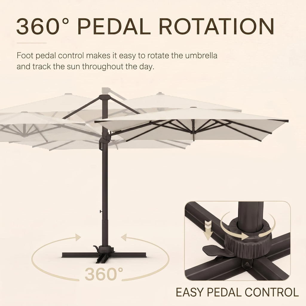 11ft Offset Cantilever Patio Umbrella with Solar Lights A363
