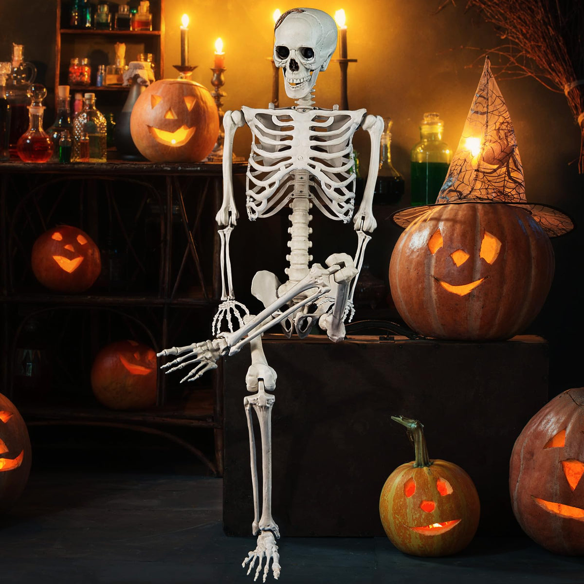 5.4 FT Life Size Posable Skeleton Decoration L590385