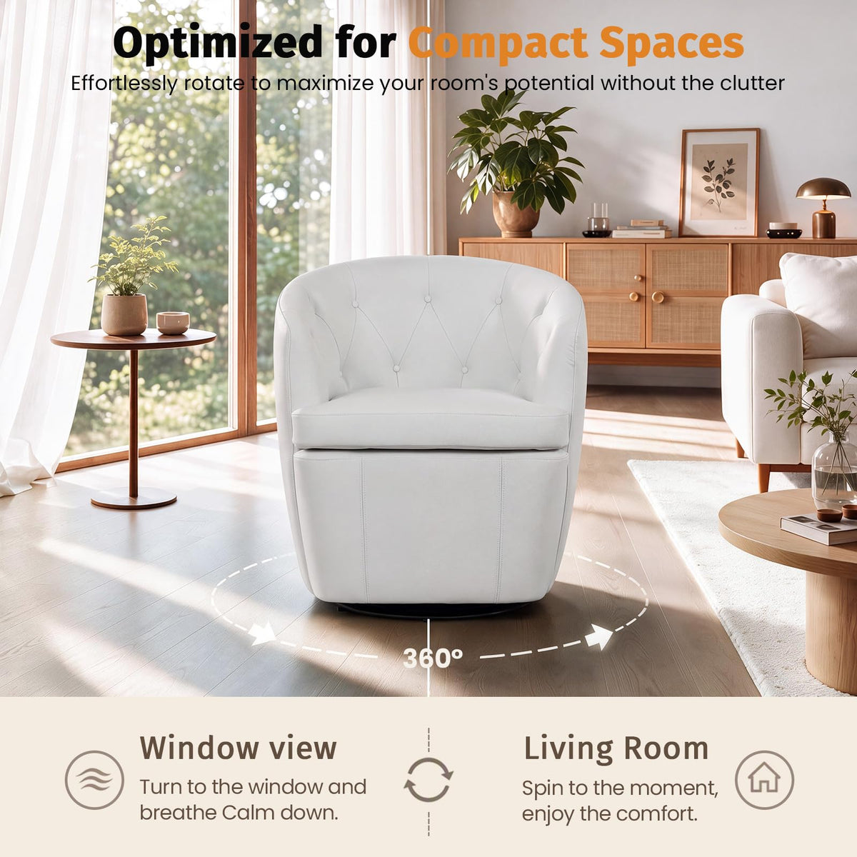 360° Swivel Button-Tufted Barrel Chair M557