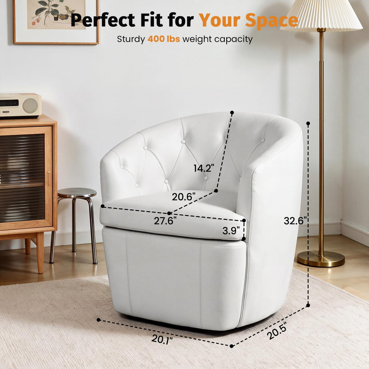 360° Swivel Button-Tufted Barrel Chair M557