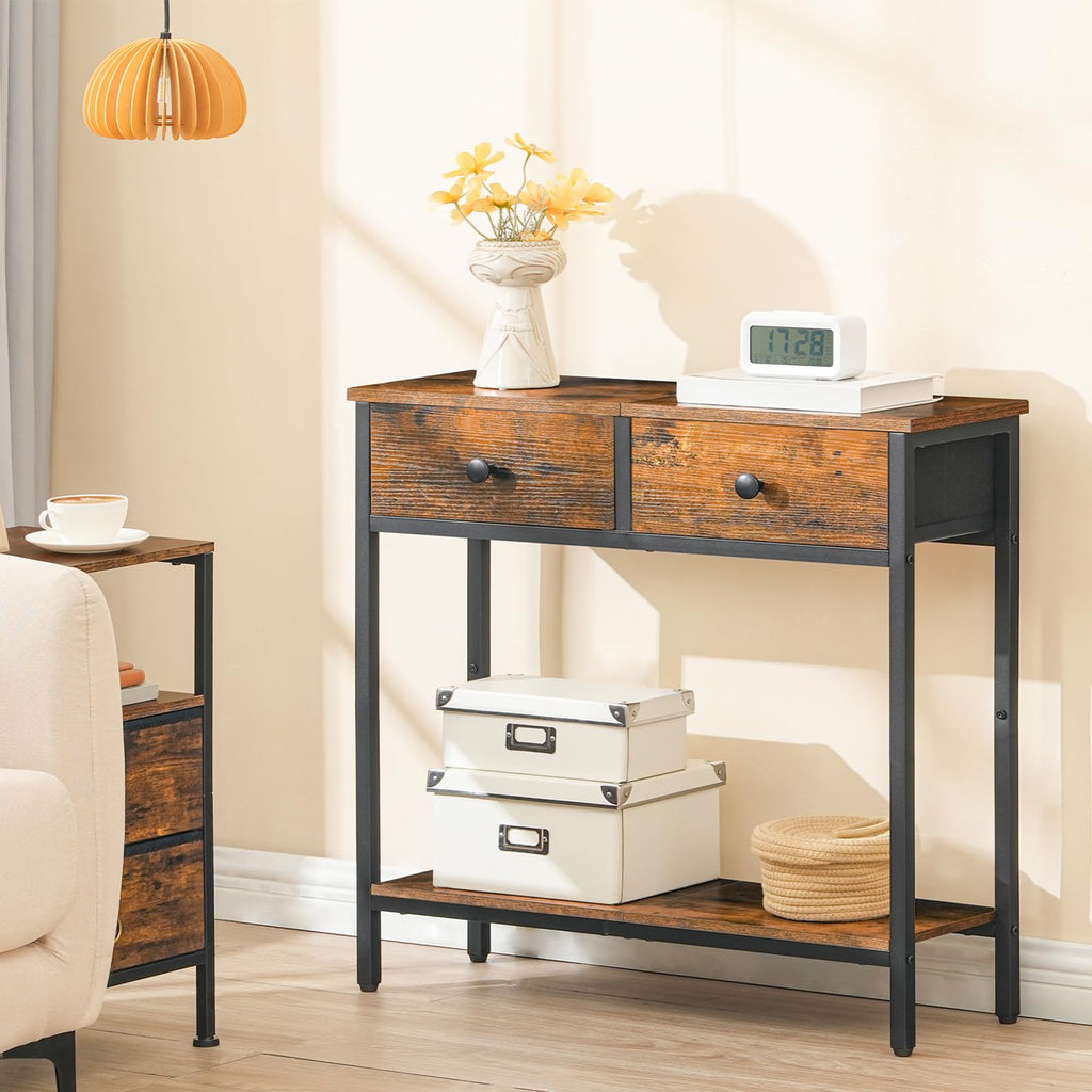 29.5" Narrow Console Table with 2 Fabric Drawers V270