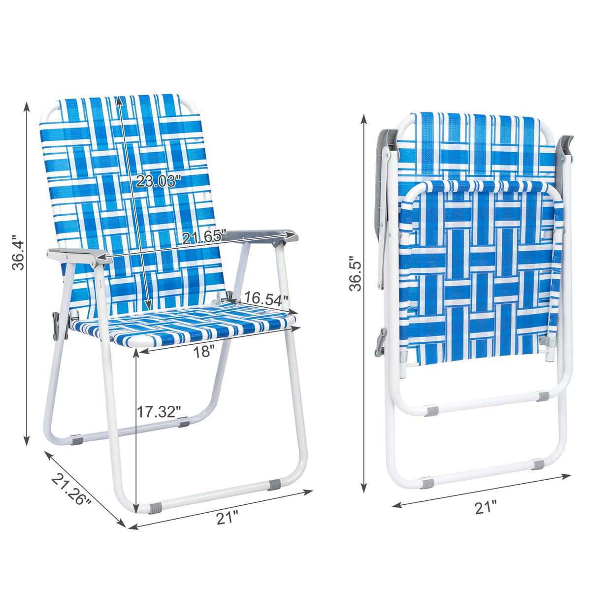 2 Pcs Webbed Folding Beach Chair G970429