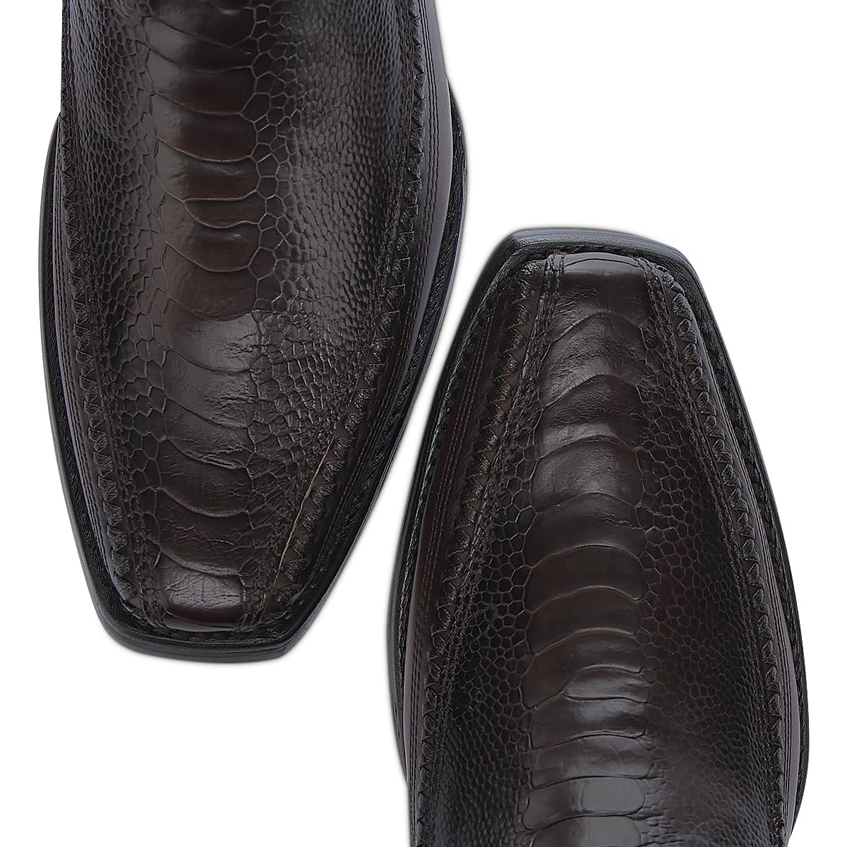 Brown Ostrich Leg Leather Cowboy Boots O771