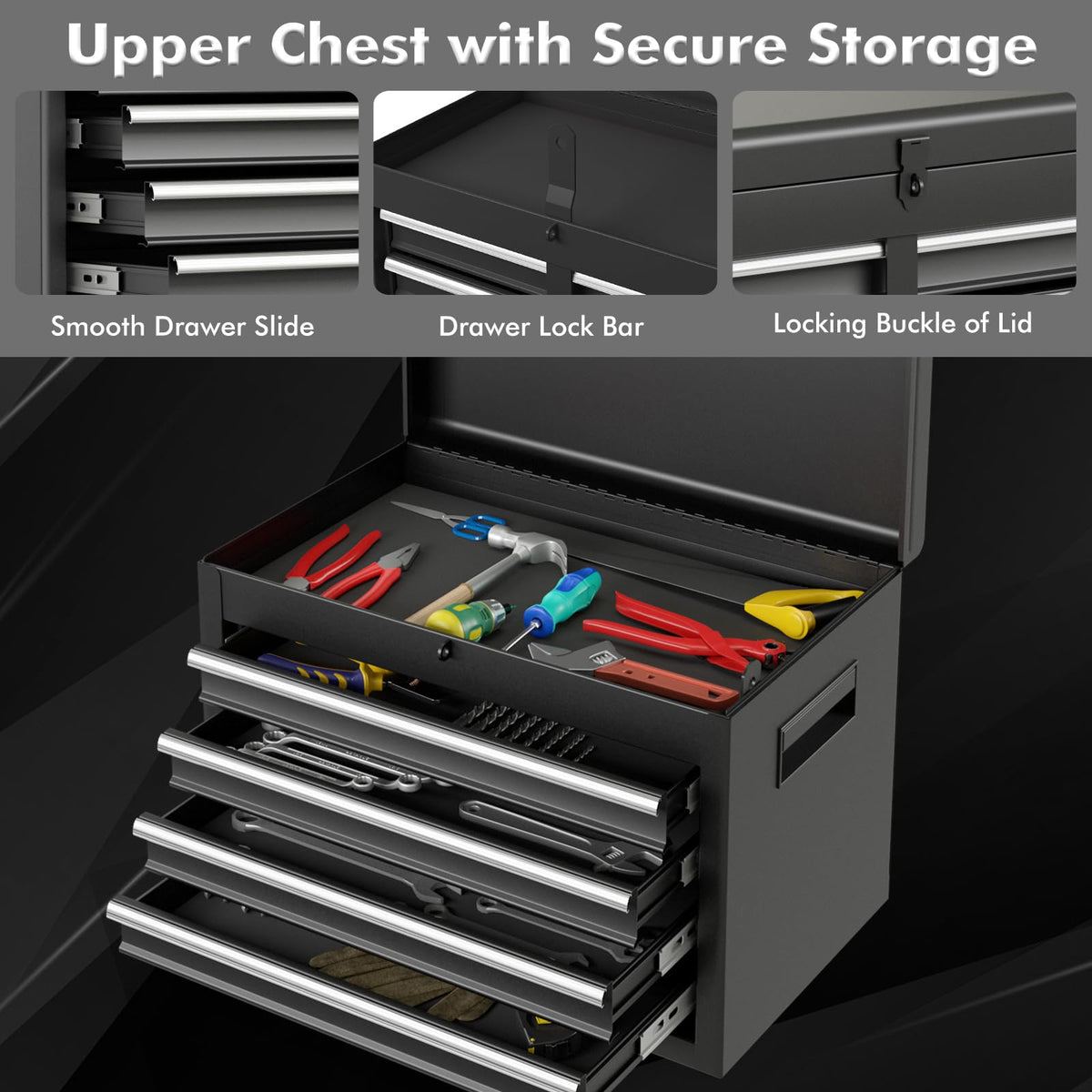 5 Drawer Rolling Metal Tool Chest with Detachable Top Toolbox C30152