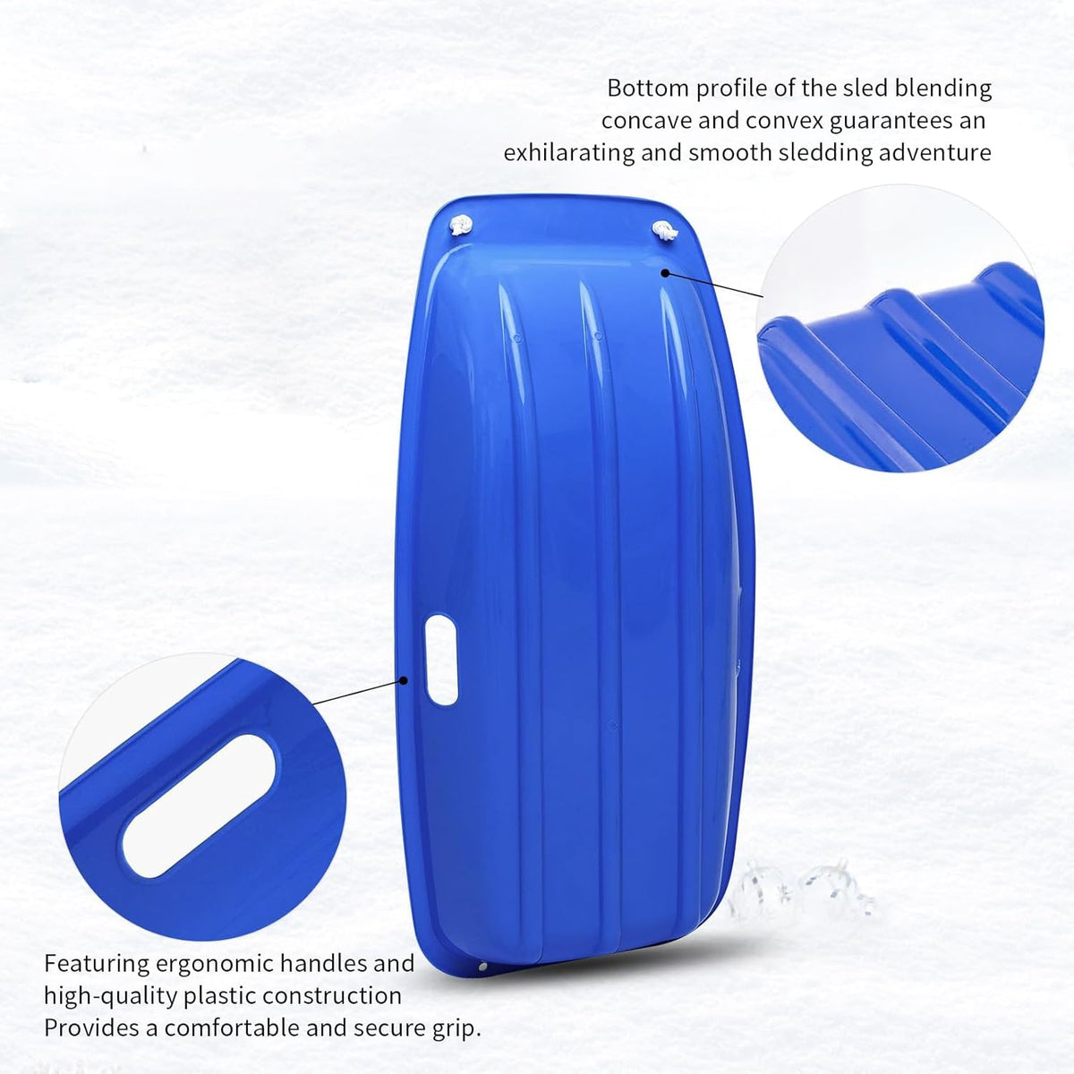 35 inch Plastic Snow Sled with Leash and 2 Handles J9022