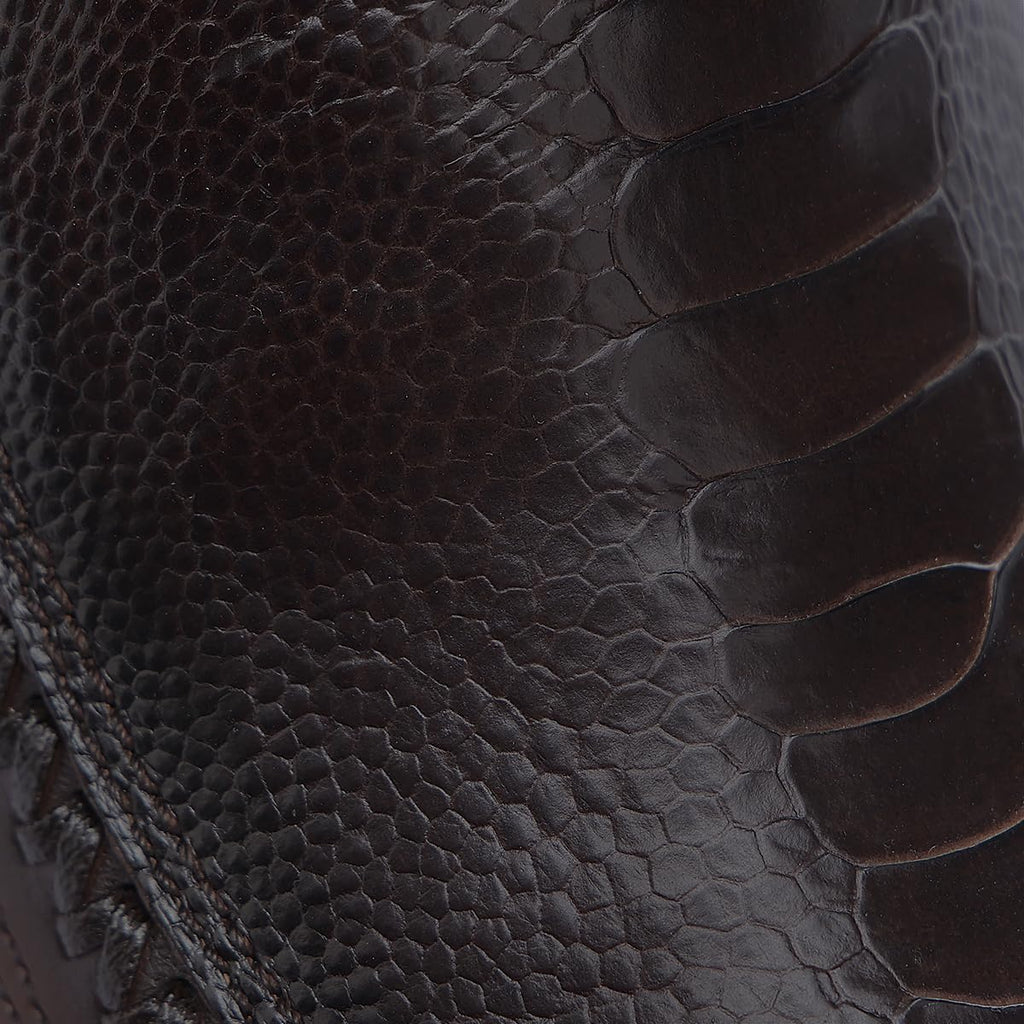 Brown Ostrich Leg Leather Cowboy Boots O771