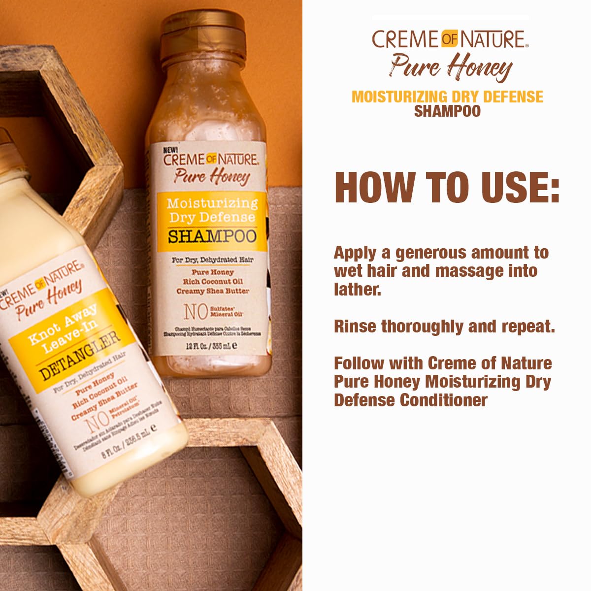 Honey Coconut Oil Shea Butter Shampoo and Leave In Detangler Y54837