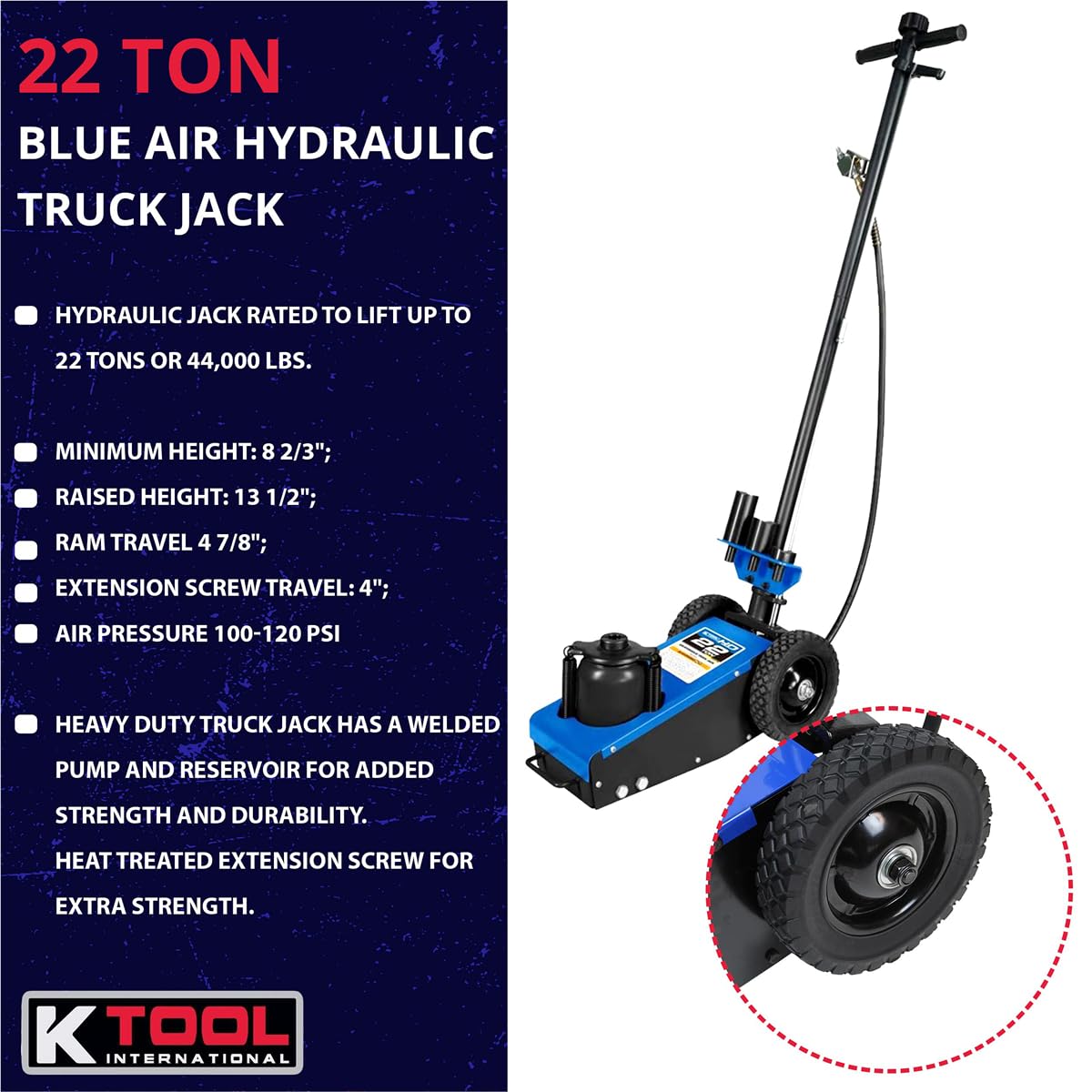 22 Ton Air Hydraulic Truck Jack 44,000 lbs R1931
