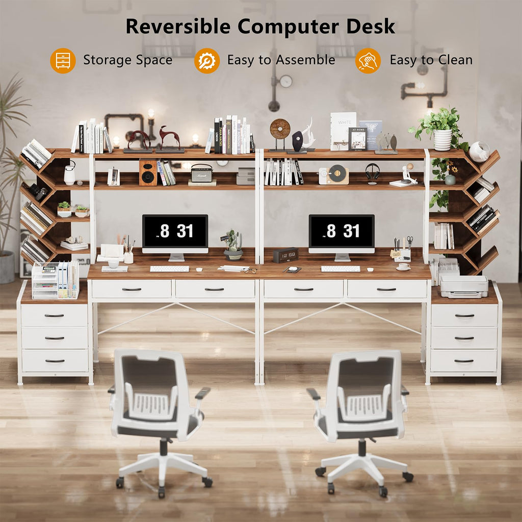 52" Computer Desk with Bookshelf, 5 Drawers & Hutch E27550