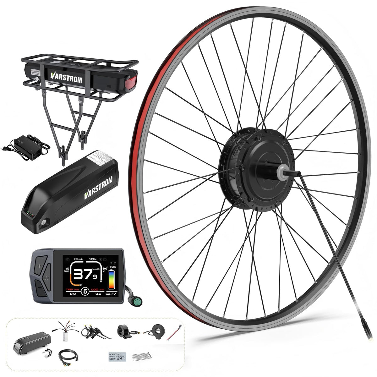 48V 500W 750W Rear Hub Motor Ebike Conversion Kit E6054