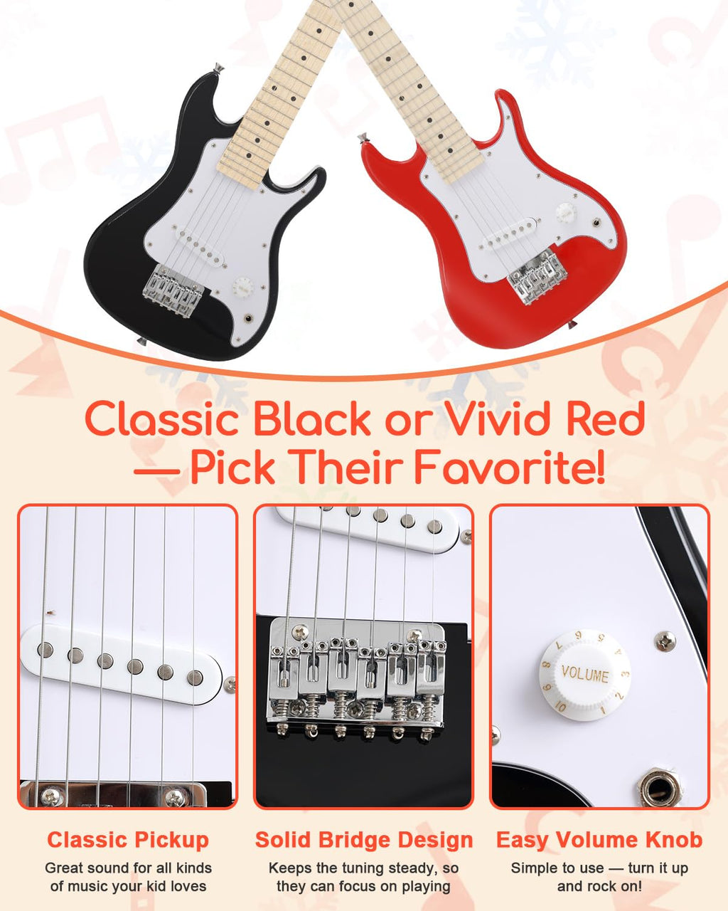 30 Inch Kids Electric Guitar Starter Kit with Amplifier and Accessories A13722