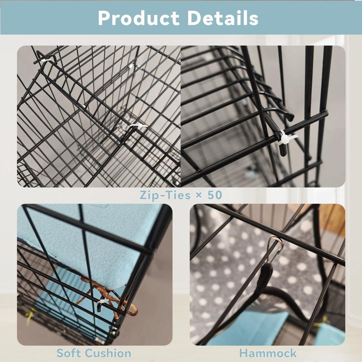 4-Tier Cat Cage with Cushions Hammock Scratching Post C68916