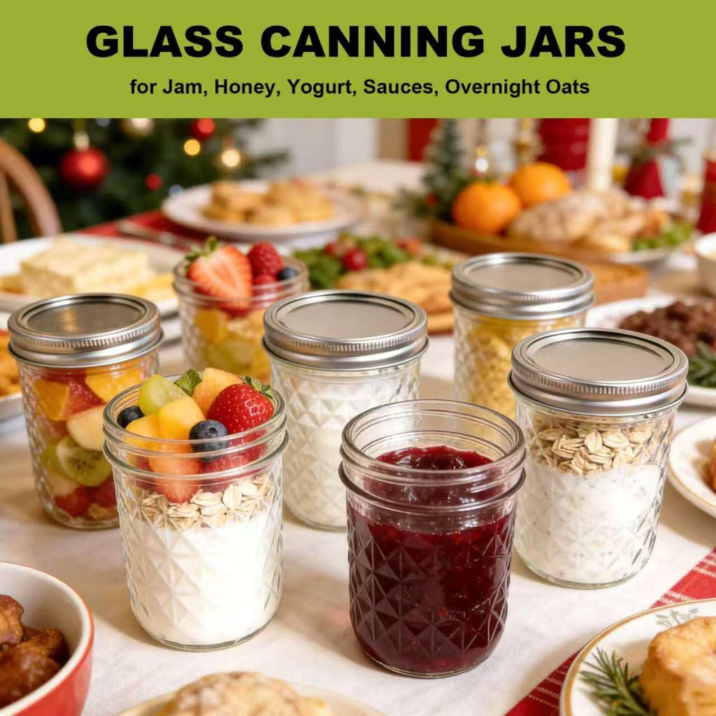 12 Pack Glass Mason Jars with Lids 16 oz & 8 oz Q850