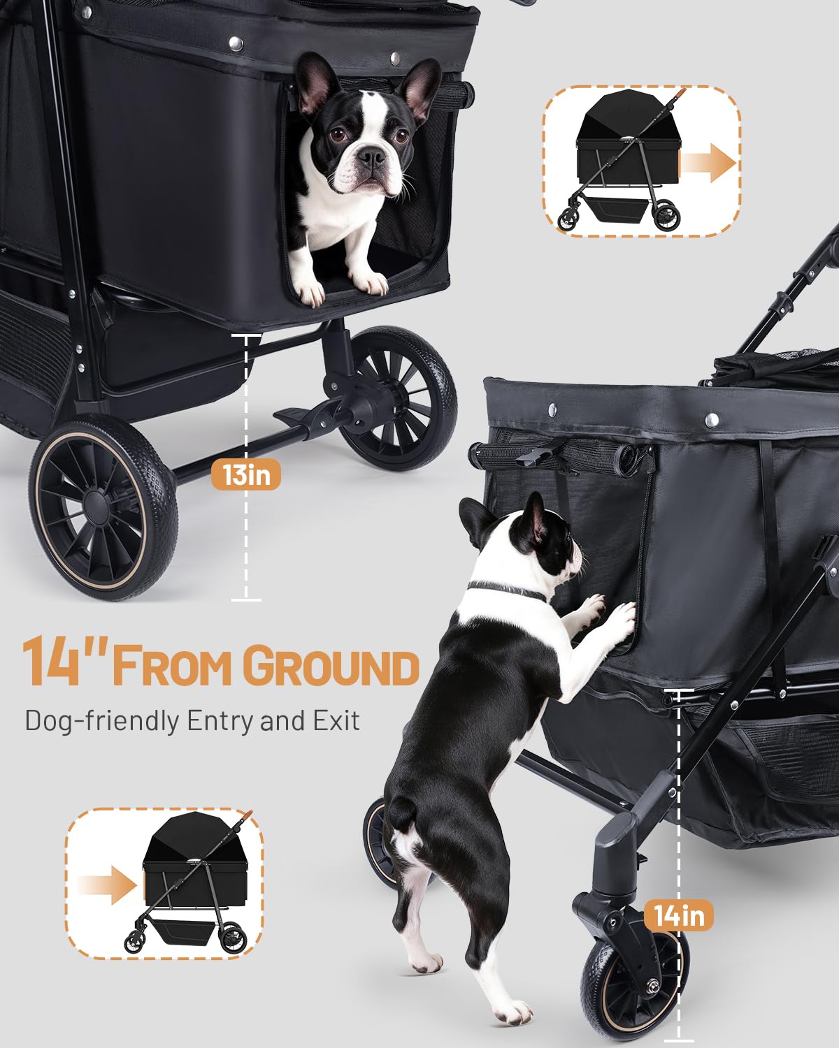 Foldable Ventilated Dog Stroller with Canopy Z70507