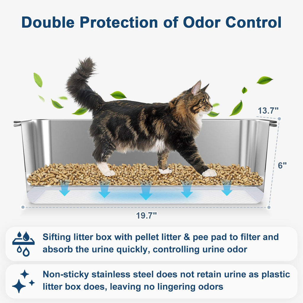 L Stainless Steel Sifting Litter Box V441395