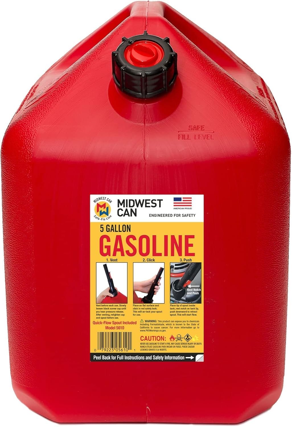 5-Gallon Gas Can Fuel Container with Spout W77877