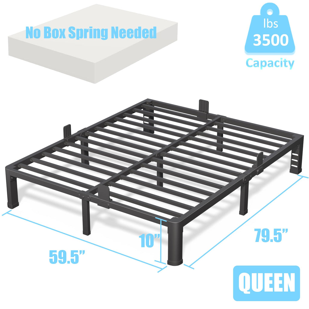 10 Inch Queen Metal Bed Frame with Headboard Z654