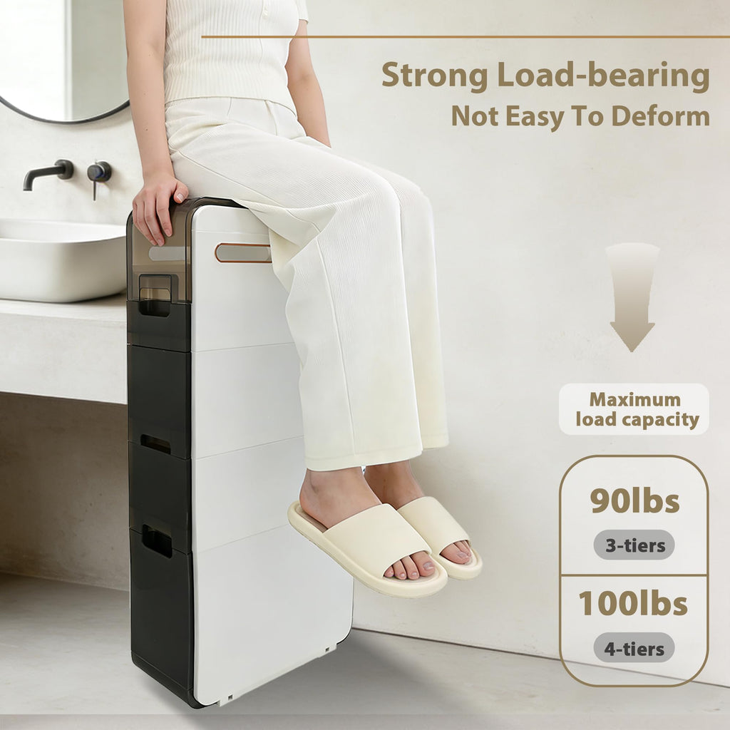 White 3-Tier Narrow Bathroom Storage Cabinet K335