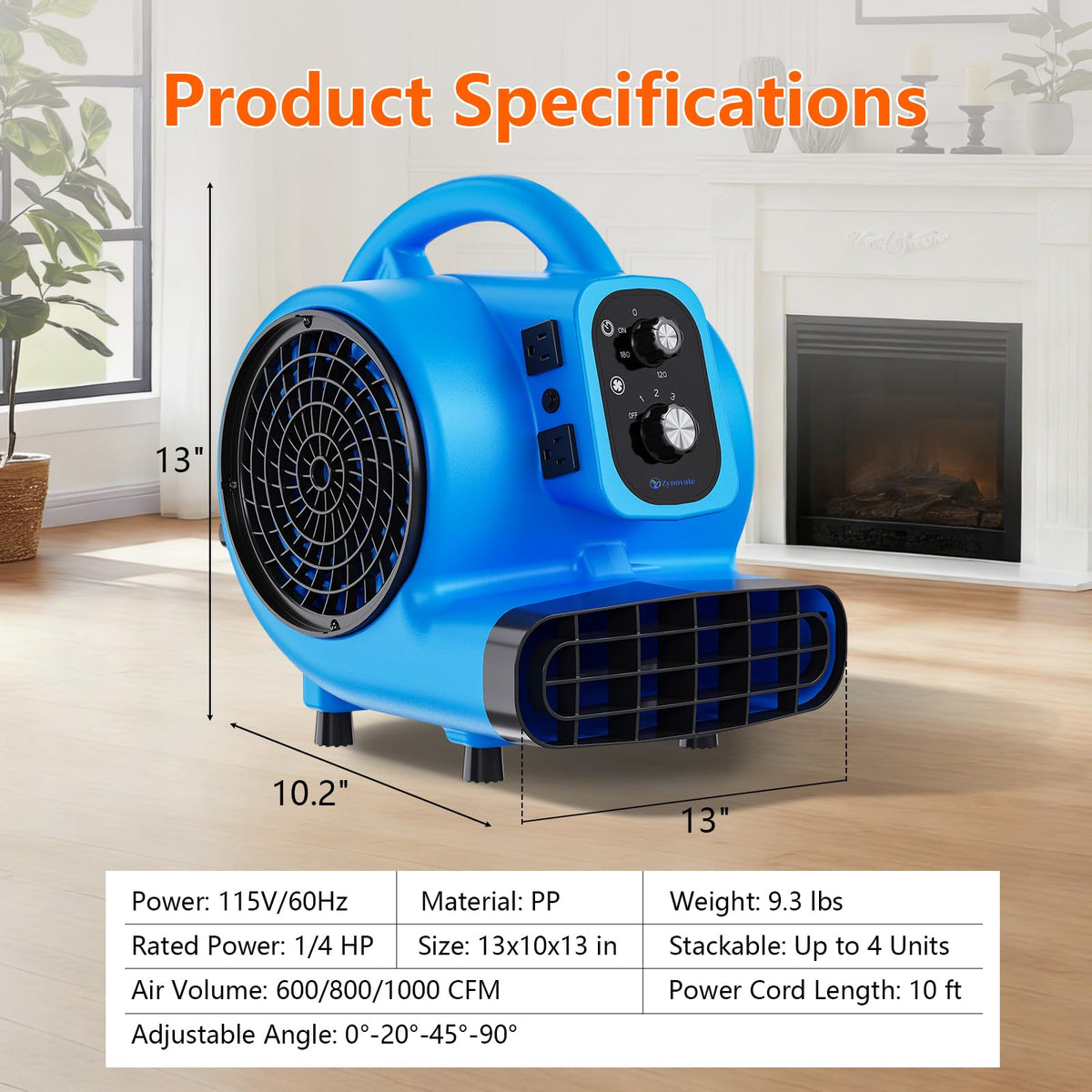 1/4 HP 1000 CFM Portable Air Mover Blower Fan P297299