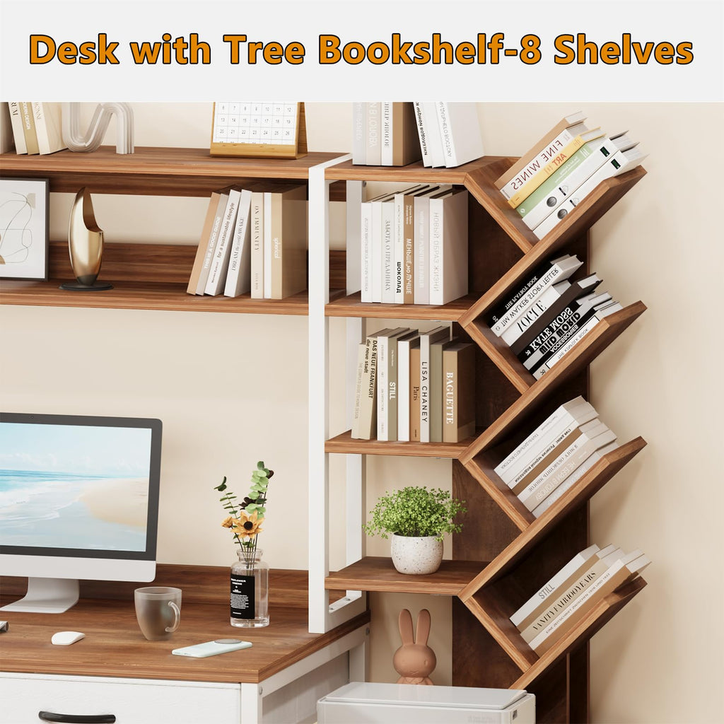 52" Computer Desk with Bookshelf, 5 Drawers & Hutch E27550
