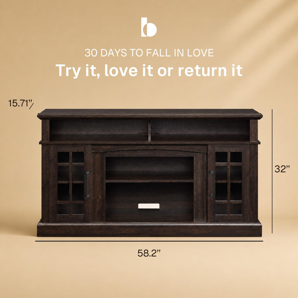 58" Espresso TV Stand & Media Entertainment Center K79844